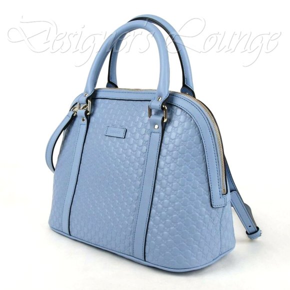 SOLD! NEW GUCCI Micro Guccissima GG BREE  Blue Leather MEDIUM Dome Crossbody Bag - Picture 8 of 15